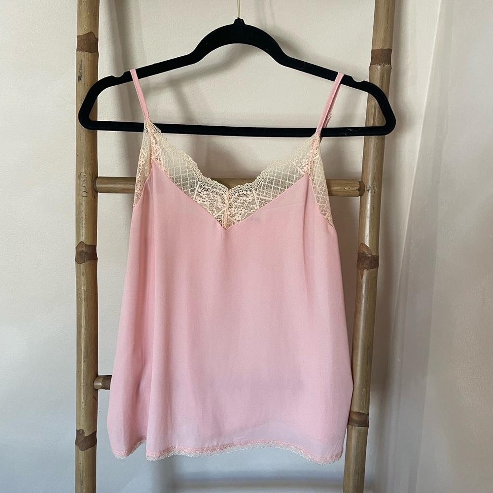 Pink Lace Trim Cami Top